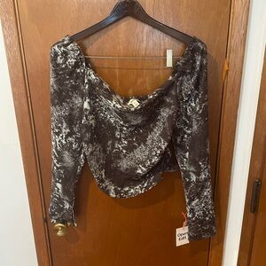 OPEN EDIT Ruffle‎ V-Neck Top Size XS NORDSTROM